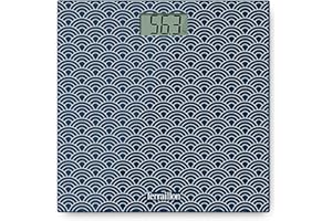 TERRAILLON - ONE UMI - Balance pèse personne électronique, Compact et ultra plat, Plateau en verre 27cm x 27 cm, Ecran LCD, Capacité 160Kg, Graduation 100g, Sérigraphie Umi