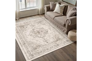 HUGEAR Vintage Vardagsrum Matta Taupe 120x180cm Tvättbar Stor Mattor