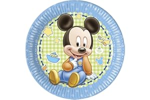 PROCOS Generique - 8 Mickey Baby cardboard plates 9.1 inches