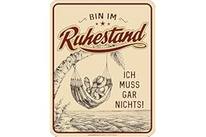 RAHMENLOS Dekoracyjna blaszana tabliczka jako prezent dla emerytów - Bin im emeryturze - Ich muss gar Night