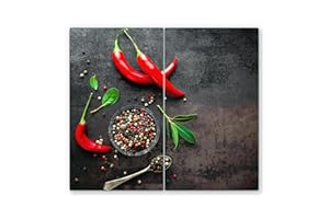 CANVASFLY 2x30x52cm - Herdabdeckplatte, Herdabdeckung für Glaskeramik-Kochfelder, Gehärtetes Glas, 60x52cm, mehrfarbig, Schneideplatte