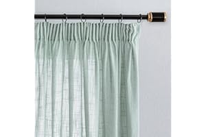 MYSKY HOME Tende e tende per soggiorno con nastro arricciato, set di 2 tende semitrasparenti, effetto lino, per cameretta dei bambini, altezza 260 x larghezza 140 cm, blu acqua