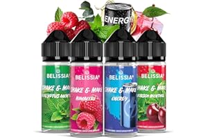‎BELISSIA Belissia Shake and Make - Set-Fruchtige Kühle | Hochdosiertes Lebensmittel Aroma 4x10 ml mit praktischer Schüttelflasche zum mischen. Zur Verwendung in Lebensmitteln
