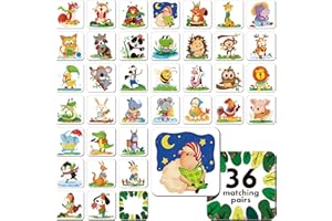 Hebayy Memory Matching Game, 72 PCS Animals Matching Cards for Toddlers 36 Designs Memory Cards Educational Learning Toys for Preschool 4 5 6 Years Old