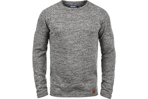 Blend BHDan Męski sweter z dzianiny z drobnej dzianiny, sweter z okrągłym dekoltem, mieszanka bawełny, naszywka z logo, regularny krój