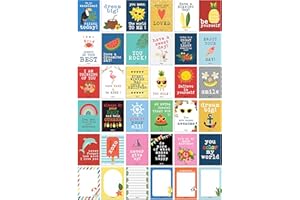 Inkdotpot Pack of 36 Lunch Box Notes For Kids/Teens, Daily Inspirational Lines Happy Thoughts For Children, Students, Positive Affirmations Encouragement, Fun Lunch Notes (Summer Theme)