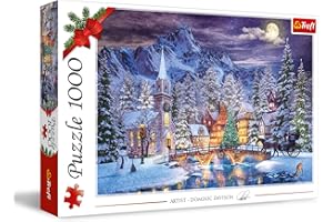 Trefl - Świąteczna Atmosfera - Puzzle 1000 Elementów - Świąteczna Układanka, Magia Świąt, Górskie Misteczko, Zima, Klasyczne Puzzle dla Dorosłych i Dzieci od 12 lat