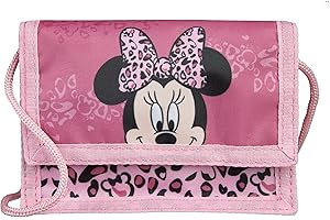 UNDERCOVER Kinder Geldbeutel Mädchen Disney Minnie Mouse zum Umhängen mit Klettverschluss | Portemonnaie Kinder-Geldbörse mit Sichtfenster für Busausweis Fahrkarte