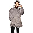 Sienna Kids Hoodie Oversized Ultra Soft Plush Sherpa Fleece Wearable Warm Throw Cozy Pull Over for Boys Girls Kids - Charcoal