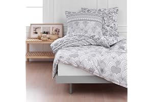 ‎MIXIBABY Mixibaby Bettwäsche Bettgarnitur Bettbezug Baumwolle 135x200 155x220 200x200 200x220 Modern, Größe:200 x 200 cm, Design Bettwäsche:Dahlia D2