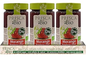 PRISCA Mermelada de Fresa 100% Ecológica - Sin Azúcar Añadido - Produto Bio Certificado - Paquete con 3 Unidades de 240 gr Cada