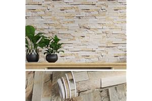 VEELIKE Papier Peint Adhesif Brique 40cm×900cm Papier Peint Imitation Pierre Rouleau Adhesif pour Meuble Papier Peint Cuisine Lavable Mural Papier Peint Adhesif Mural Salon Papier Deco Autocollant