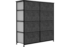 YITAHOME Cassettiera in tessuto, armadietto con 8 cassetti, Cassettiera per Corridoio in Tessuto, con vano contenitore in tessuto per soggiorno, camera da letto, cameretta dei bambini, grigio nero
