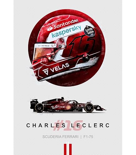 Quadro Su Tela Ferrari Leclerc Formula 1 – 60x30 Cm, Decorazione Murale Moderna, Stampa Di Alta Qualità Made In Germany