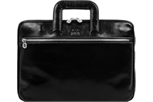 Time Resistance Mallette en Cuir Mince - Sac d'Ordinateur en Cuir Italien Fait à la Main - Sac pour Ordinateur Portable