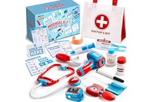 Play-Act Malette Docteur Enfant,avec stéthoscope réaliste, seringue, Thermomètre Infrarouge Malette Docteur Enfant Jouet,Jouet d'Imitation dès 3 Ans