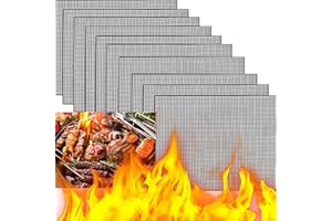 XUBX Lot de 10 Grille Barbecue, Tapis de Barbecue en Maille, Anti-adhésive Réutilisables Résistants à la Chaleur pour Griller la Viande, Tapis de Cuisson pour Griller la Viande, Les Légumes, Cuisson