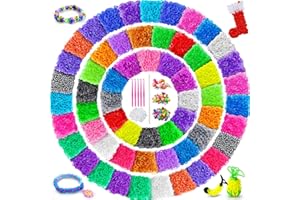 ROSHUKG 60 Colours Rubber Bands Refill Kit, 12300 Loom Bands Kit for Kids Weaving DIY Crafting Gift with S-Clips, Glow in The Dark Rubber Band