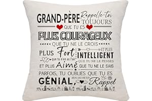 BOMMEX Cadeau d'inspiration pour Grand-père Rappelle-toi Toujours Que Tu Es Plus Courageux Que Tu Ne Le Crois Tu Es Génial Housse de coussin pour Papi Anniversaire Fête des pères Cadeau de Noël(grand-père)