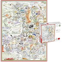 Funny Map Of Surrey 1000 Piece Puzzle By Tim Bulmer - 66x50cm Humorous Jigsaw For Adults