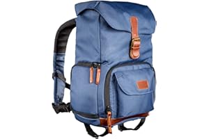 Mantona Luis Junior Sac à dos rétro en cuir véritable avec housse de protection contre la pluie, séparation flexible et compartiment pour tablette pour 1 appareil photo reflex numérique, 1 à 2 objectifs et divers accessoires photo Vert