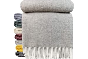 ‎STTS INTERNATIONAL STTS International Wolldecke 100% Schurwolle Wohndecke in versch. Farben 140 x 200 cm Tagesdecke Schurwolldecke Woll-Plaid Tirol A hellgrau, 140 x 200 cm