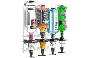 MILLYANNE LONDON Barbarian Lot de 4 bouteilles optiques pour bar à domicile – Support doseur d'alcool, spiritueux, vin à l'envers pour la maison, le bar, le garage, la grotte pour homme