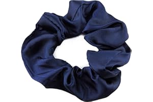 Mytoptrendz® Plain Satin Hair Scrunchies Ponytail Hair Tie Traceless Luxurious Bobbles Classic Hair Accessory (Blue navy)
