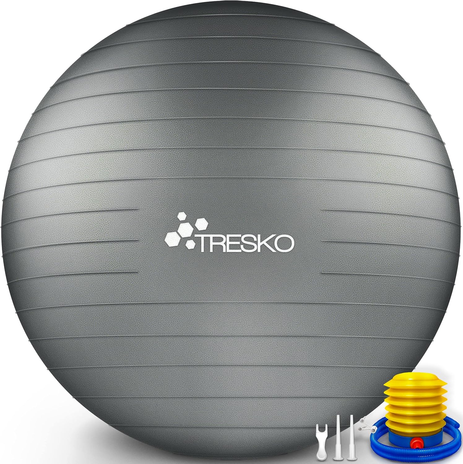 TRESKO® Pelota de Gimnasia, sin BPA, Incluye Bomba de Aire, Pelota para Fitness, Yoga, Gimnasia, Embarazo, Entrenamiento de núcleo, Espalda, Pelota de Yoga, pezziball, Pilates, Sentado, Pelota