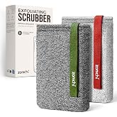 ZOMCHI Exfoliating Sponge, Body Sponge, Pack of 2, Grey | Soft and Rough Textures, Rich Foam, Remove Dead Skin, Hanging Hoop,