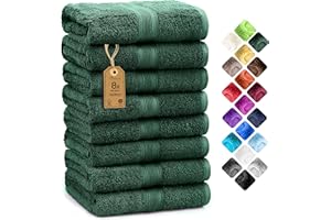 NatureMark 8-pak ręczników frotte 50 x 100 cm, 100% bawełna, ciemnozielony, 50 x 100 cm