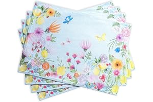 ‎MAISON D' HERMINE Maison d' Hermine Stoff-Tischsets, 100% Baumwolle, 4er-Set, dekorative, Ostern waschbare Tischsets für Esszimmer, Hochzeit, Buffet, Jardin D'Ete - Mint – Frühling/Sommer (33 cm x 48 cm)