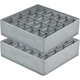 joyoldelf 2 Drawer Organizer, Drawer Dividers, Underwear Organizer 24 Cells Foldable Underwear Storage Boxes for Storing Sock