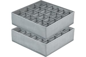 joyoldelf 2 Organizador Cajones, Separadores de Cajones, Organizador Ropa Interior 24 Celdas Plegable Ropa Interior Cajas de Almacenamiento para almacenar Calcetines (Gris)