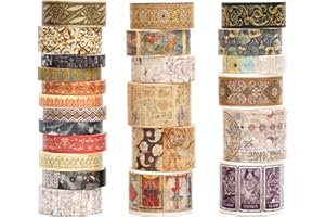 Songdao 24 rollos Vendimia Washi Tape Set, Cinta Adhesivo Decorativo Masking Tapes para Artes, Bullet Journal, Scrapbooking, Bricolaje (12 tarot místico)