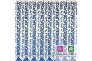 Maple Textiles Meadow Leaves Patterned Design Net Curtain Sold Per Metre Cut to Width for Windows Patio Doors Caravans (63"(160cm) Drop)