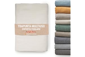 JARAPA HOME MADE WITH LOVE Copriletto estivo e copriletto multiuso per divani, copriletti bianchi. Plaid multiuso, copridivano, tessuto resistente e di qualità, prodotto in Spagna (Bianco Ecru, 180x280 cm)