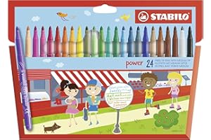 STABILO power - Medium Fibre-Tip Pen - Pack of 24 - Assorted Colours