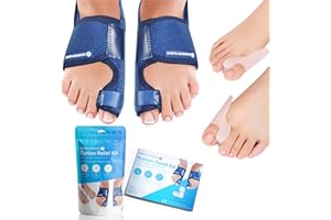 Sports Laboratory Kit Correcteur Hallux Valgus, 2 Orthèses Correctives/2 Écarteurs en Gel Pour Gros Orteil, Jour/Nuit, Guide Gratuit, Soulagement de la Douleur/Protection, Unisex, Taille Ajustable