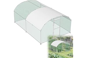 HENGMEI Hühnerstall 300x400x200cm Freilaufgehege Käfige Kleintierstall Verzinkter Stahl Hühnerkäfig Geflügelstall Voliere mit PE Dach Außen Freigehege mit Schloss Geflügelstall, Kuppeldach