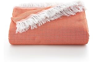 GAMUSI Colcha Multiusos Cama 90/105 cm y Sofa. Plaid Foulard cubrecama Funda Sofa 2 plazas Suave y Transpirable algodón Nido de Abeja - 180x280 cm, Teja