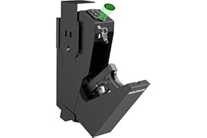 HOLEWOR Gun Safe,Biometric Gun Safes for Pistols Drop Down Handgun Safe Mounted Single Pistol Safe with Fingerprint,Passcode Keypad,Key Access for Nightstand, Desk, Bedside, Vehicle