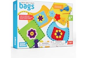 Serabeena Sew Your Own Bags - Sewing Kit for Kids - Felt Crafts for Kids - Girls Sewing Kit Ages 6-8 Plus - Felt Kit - Helps Develop Fine Motor Skills - DIY Kits for Kids with 6 Bags & Accessories