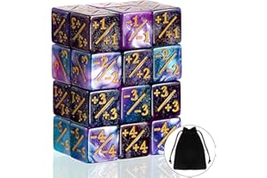 Sumind 24 Pcs Magic Life Counter Dice -1/+1 Counters Commander Buff Tokens 6 Sided Dice Loyalty Life Gifts Compatible With MTG CCG TCG Cards Gaming Accessory (Fresh Style)