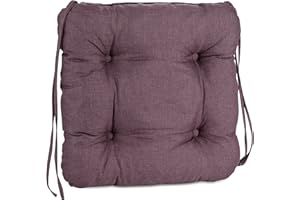 Pillows24 Stuhlkissen 4er Set, Sitzkissen mit Steppung 40x40 cm, Sitzpolster für Outdoor geeignet, Bequemes Sitzpolster mit befestigungs Bändern für Gartenmöbel oder Stuhl (Pflaume)