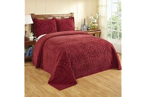 Better Trends 100 Percent Cotton Tufted Unique Luxurious Machine Washable Tumble Dry, Burgundy, King Bedspread