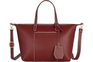 CRAZYCHIC - Petit Sac à Main Femme Simili Cuir PU - Sac Shopping Porté Epaule Bandoulière - Besace Sacoche Cabas Fourre-Tout Petite Taille Forme Trapèze - Sac Ville Elégant Dame Fille - Rouge Bordeaux