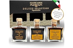 MANICARDI Set di 3 Condimenti all'Aceto Balsamico di Modena IGP - Selezionati con Tre Differenti Gradi di Densità - Prodotto in Italia, da 100 ml ciascuno