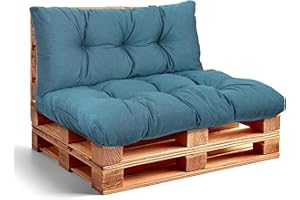 PFM HOME Palettenkissen Outdoor-Kissen für Palettensofa Palettenmöbel Europaletten - Gartenkissen - 1 x Rückenkissen 120 x 40 cm + 1 x Sitzkissen 120 x 80 cm - Meeresgrün