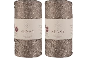 S SENSY 2 Garnstrange Sensy Premium 2 mm 230 Meter Glitzer Polyester-Seil, 90% Polypropylen, 10% Polyesterschnur, Makramee-Kordel 2 mm Häkeltasche Kordel Makramee Seil Häkelgarn Geschenk für Strickwaren